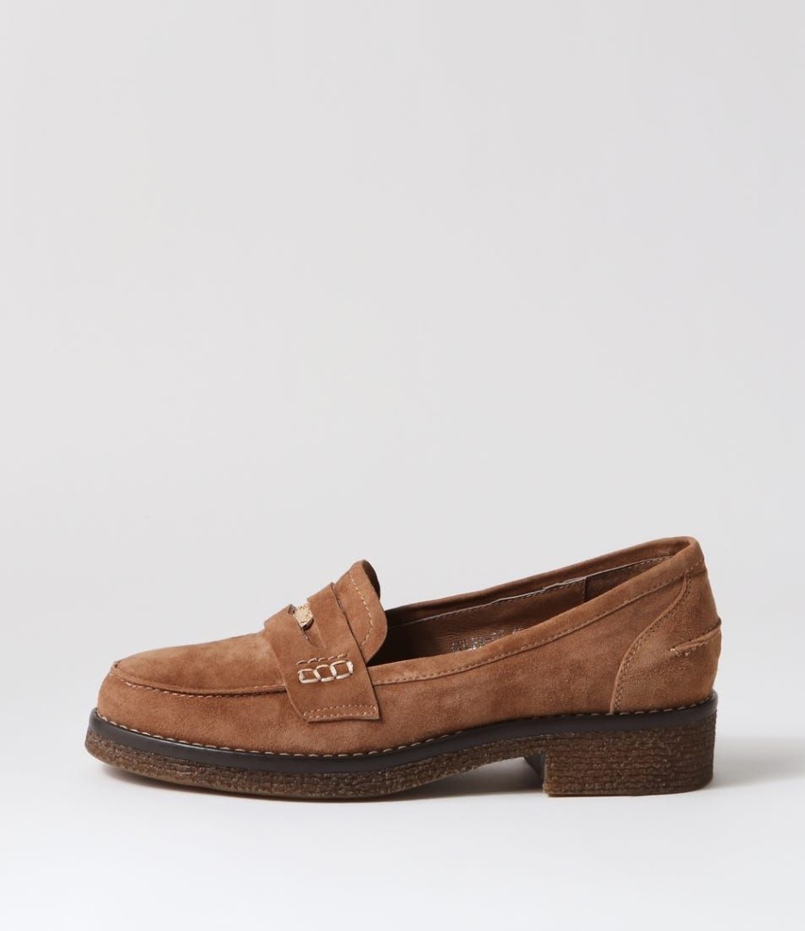 Shoes DJANGO & JULIETTE | Gulfa Light Choc Suede Loafers