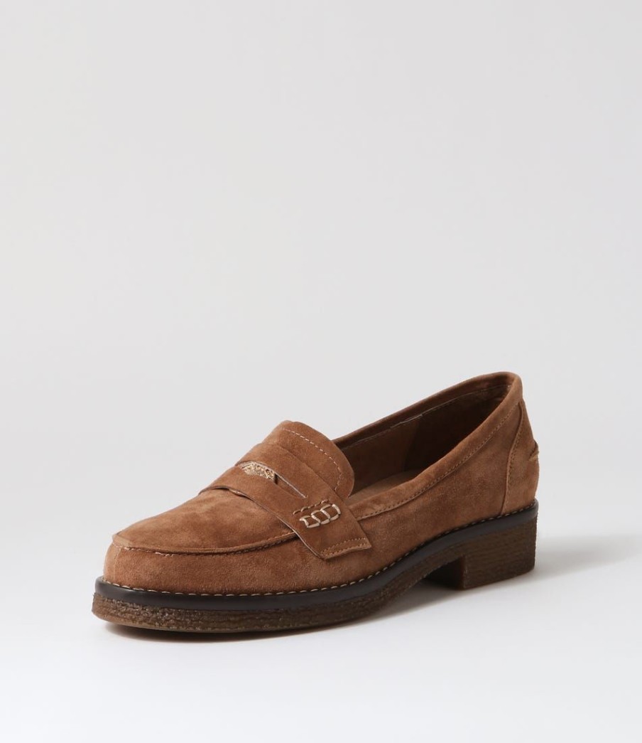 Shoes DJANGO & JULIETTE | Gulfa Light Choc Suede Loafers