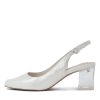 Shoes DJANGO & JULIETTE | Hinnis White Shimmer Leather Sling Back Heels