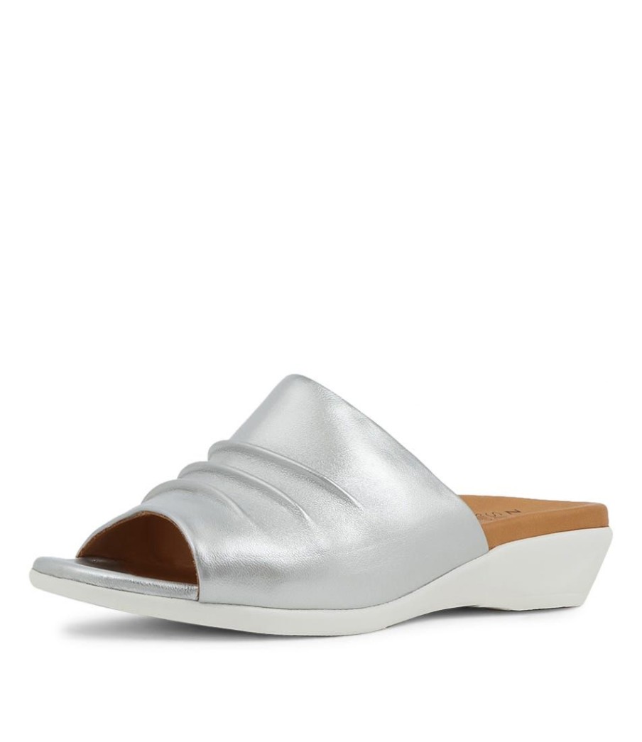 Shoes ZIERA | Elija Xw Silver Leather Slides