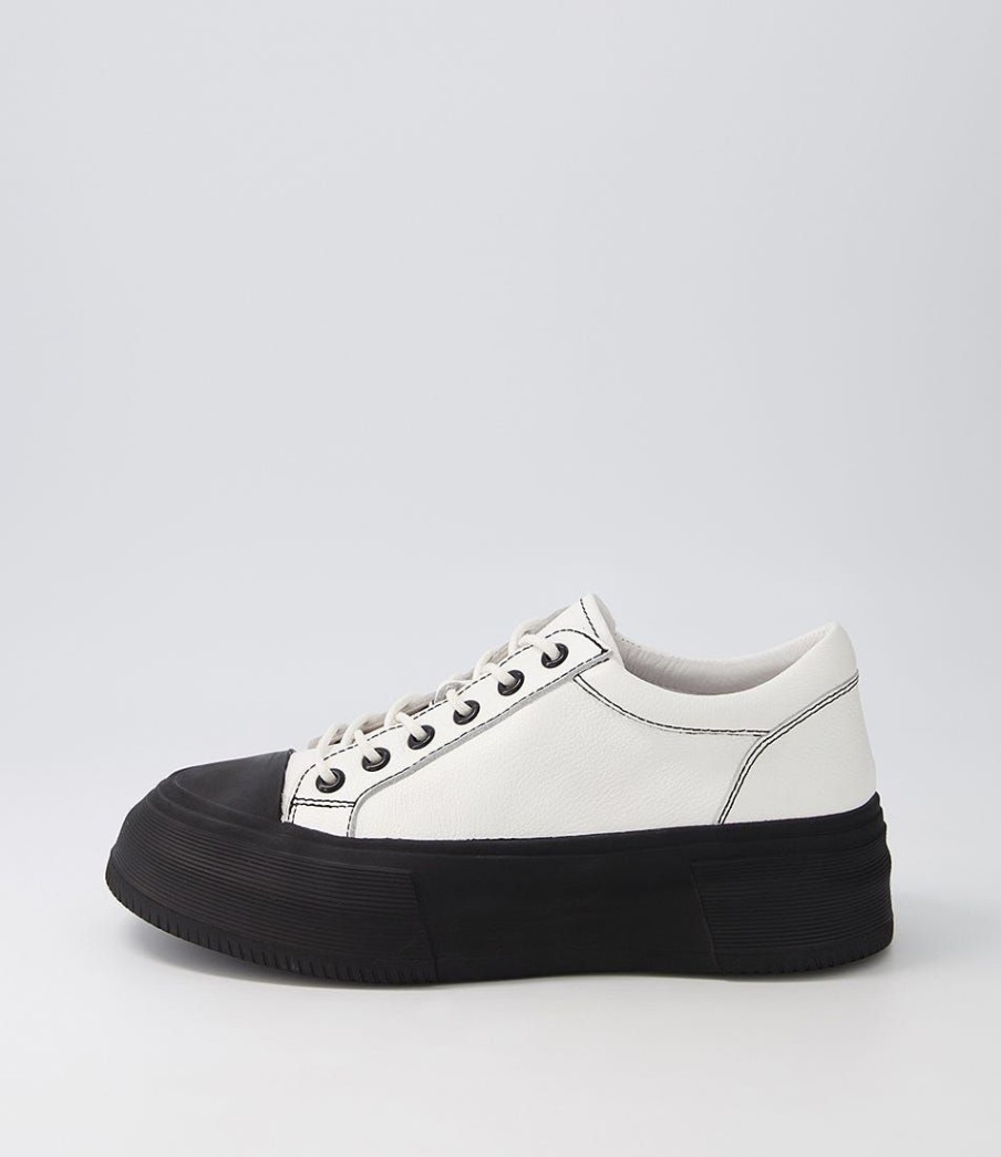 Shoes DJANGO & JULIETTE | Agot White Black Leather Stitch Sneakers