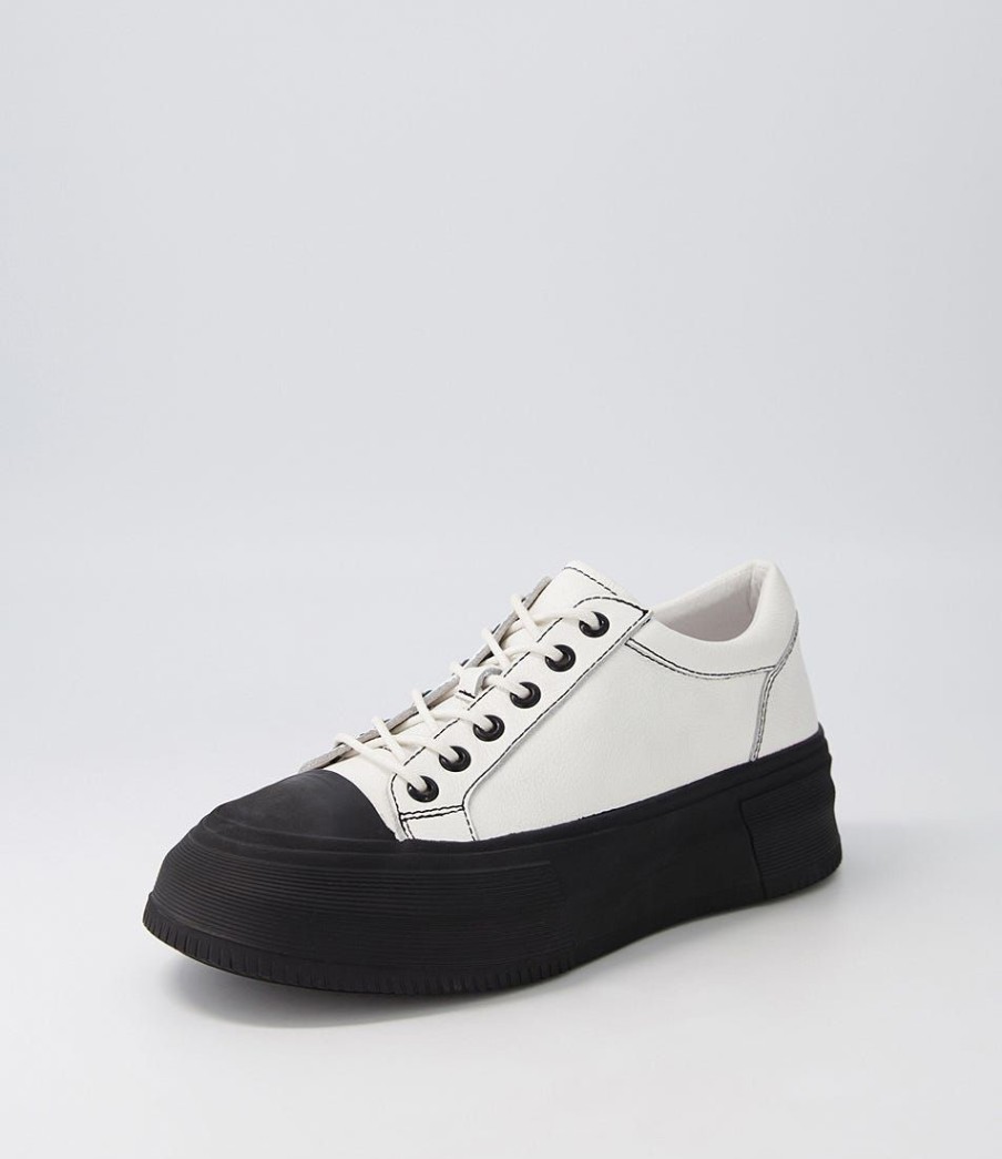 Shoes DJANGO & JULIETTE | Agot White Black Leather Stitch Sneakers