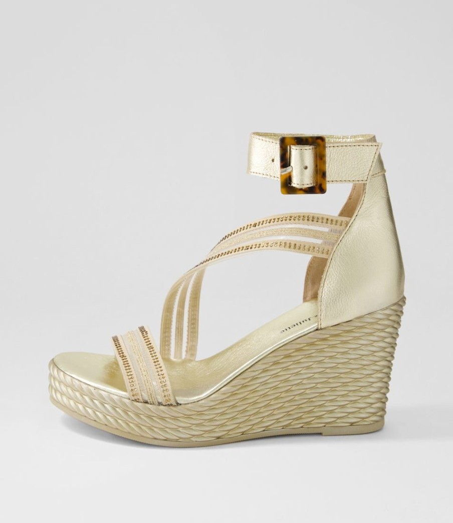 Shoes DJANGO & JULIETTE | Estela Gold Vinylite Leather Sandals