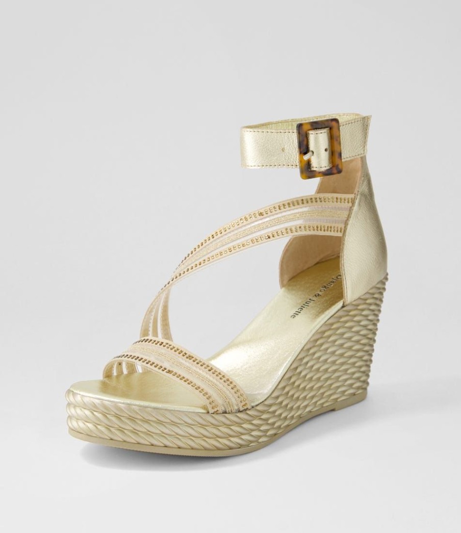 Shoes DJANGO & JULIETTE | Estela Gold Vinylite Leather Sandals