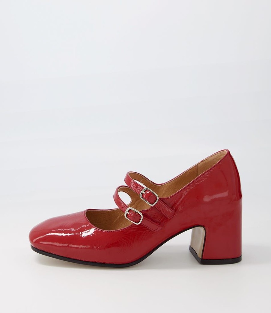 Shoes TOP END | Fiyona Dark Red Patent Leather Mary Jane Heels