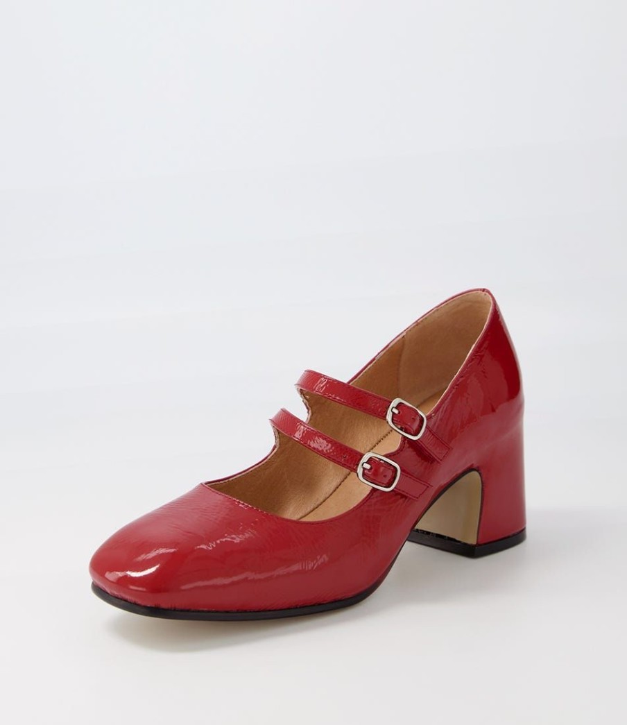 Shoes TOP END | Fiyona Dark Red Patent Leather Mary Jane Heels