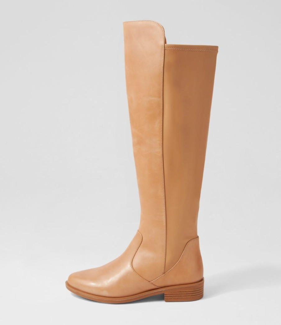 Shoes ZIERA | Sallies Xf Cappuccino Leather Stretch Knee High Boots