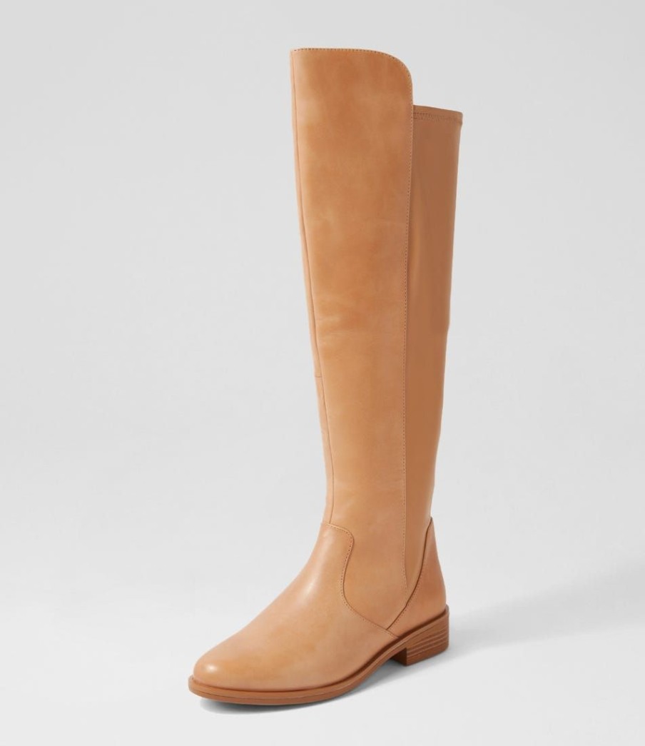 Shoes ZIERA | Sallies Xf Cappuccino Leather Stretch Knee High Boots