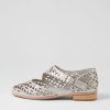 Shoes DJANGO & JULIETTE | Alikam Silver Crackle Leather Flat Shoes