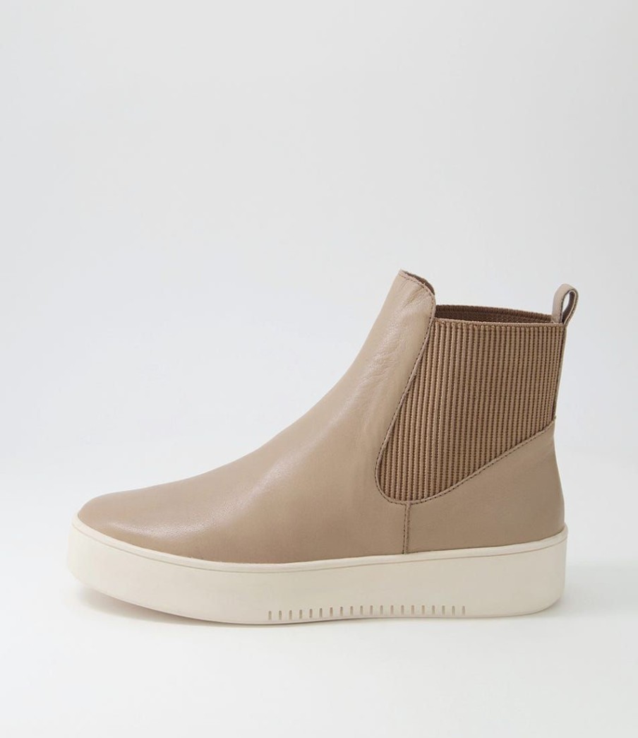 Shoes DJANGO & JULIETTE | Luddey Taupe Camel Leather Elastic Ankle Boots