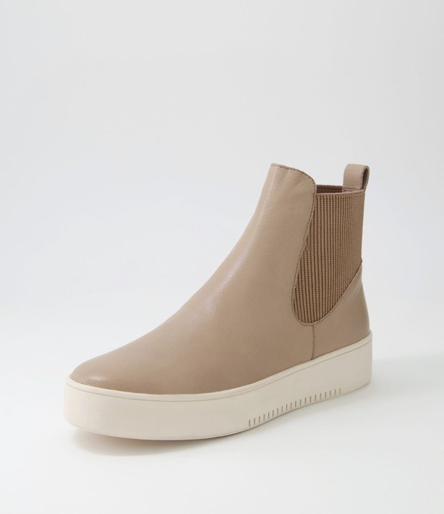 Shoes DJANGO & JULIETTE | Luddey Taupe Camel Leather Elastic Ankle Boots