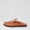 Shoes MOLLINI | Gato Dark Tan Brown Sole Leather Mules