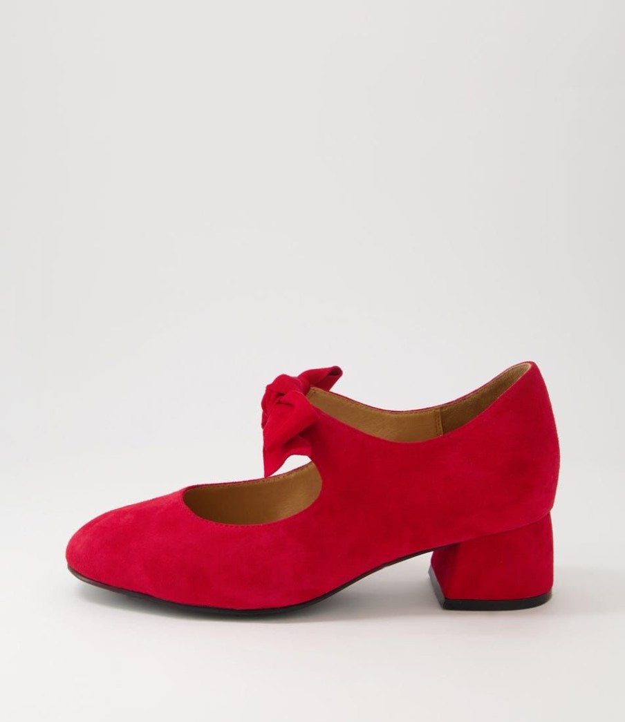 Shoes ZIERA | Zolly W Red Suede Mary Jane Heels