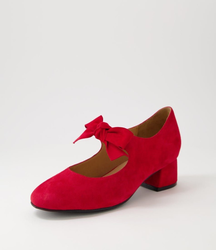 Shoes ZIERA | Zolly W Red Suede Mary Jane Heels