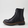 Shoes DJANGO & JULIETTE | Bindey Black Leather Lace Up Boots