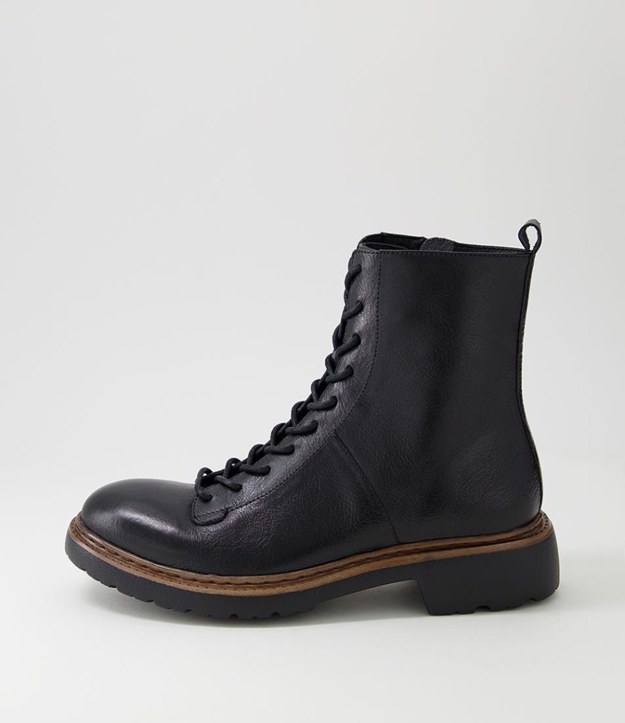 Shoes DJANGO & JULIETTE | Bindey Black Leather Lace Up Boots