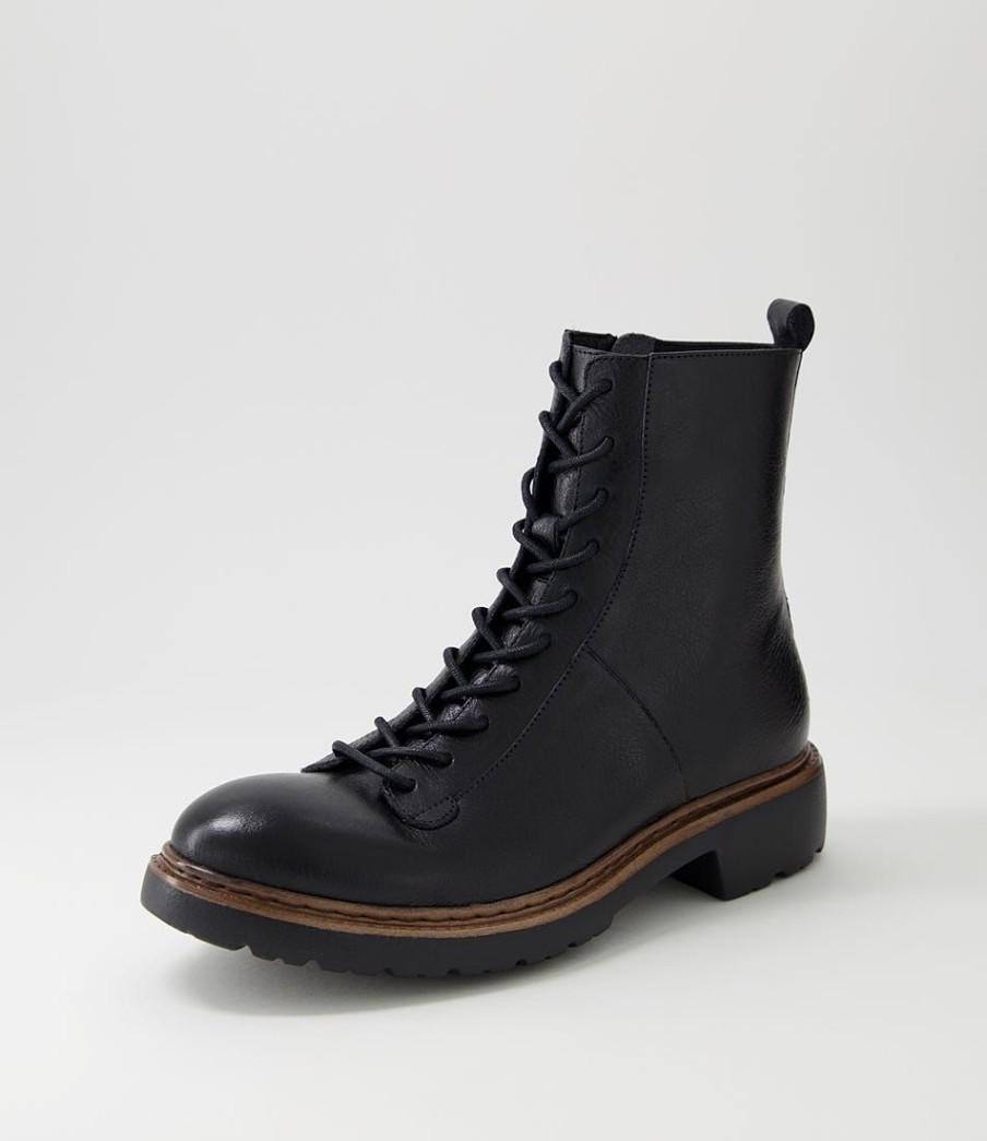 Shoes DJANGO & JULIETTE | Bindey Black Leather Lace Up Boots