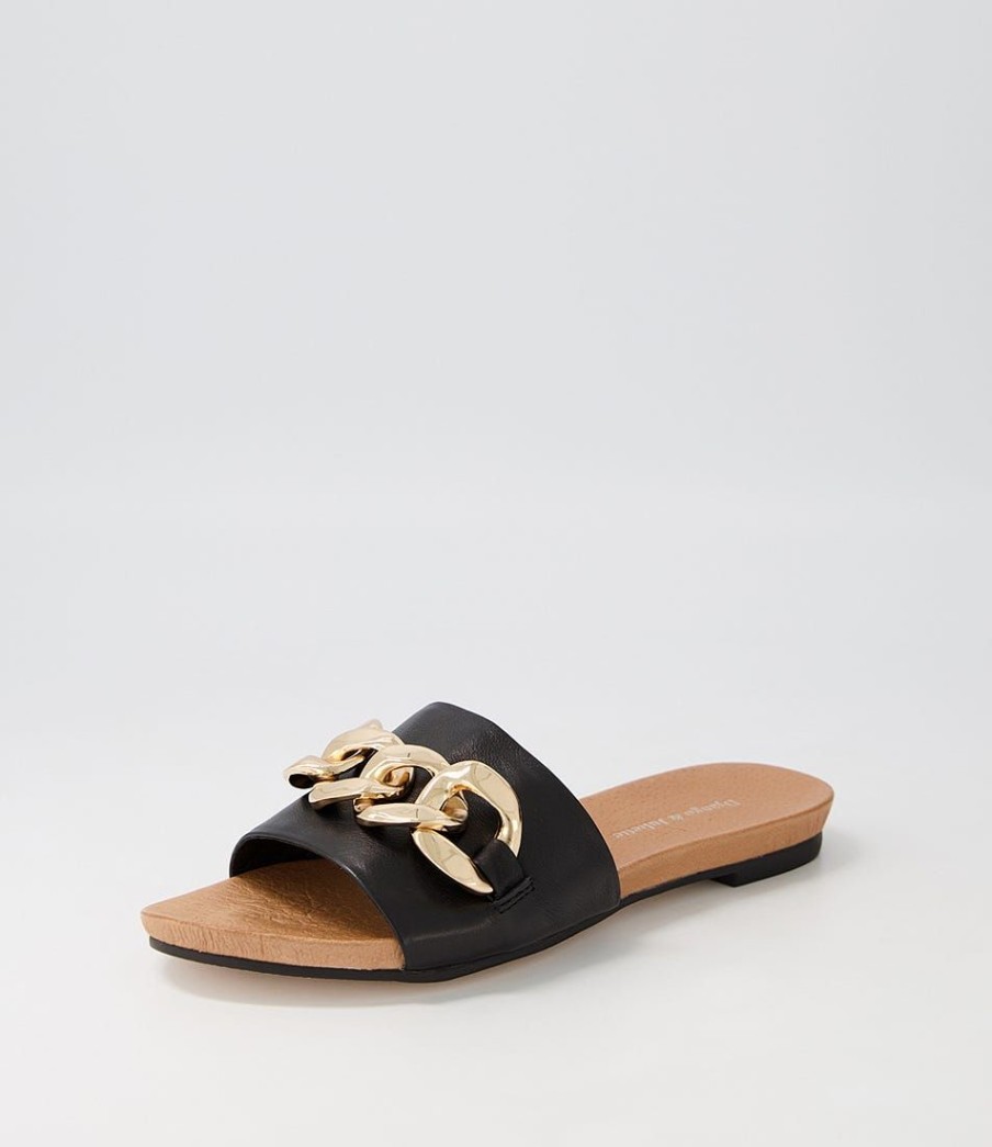 Shoes DJANGO & JULIETTE | Jacacia Black Leather Slides