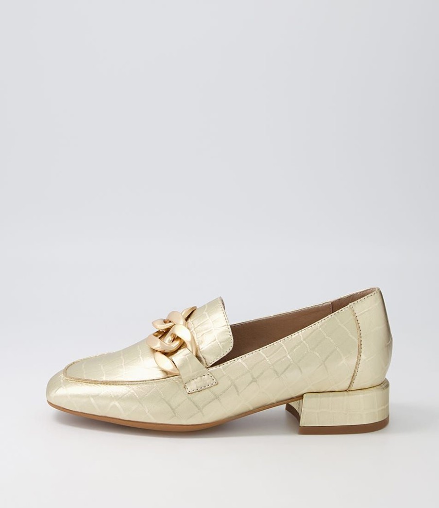 Shoes DJANGO & JULIETTE | Vivandy Gold Croc Leather Heels