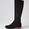 Shoes DJANGO & JULIETTE | Strath Black Suede Knee High Boots