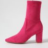 Shoes DJANGO & JULIETTE | Nider Hot Pink Stretch Microsuede Ankle Boots