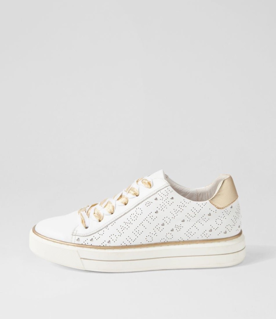 Shoes DJANGO & JULIETTE | Yoyo White Gold Leather Sneakers