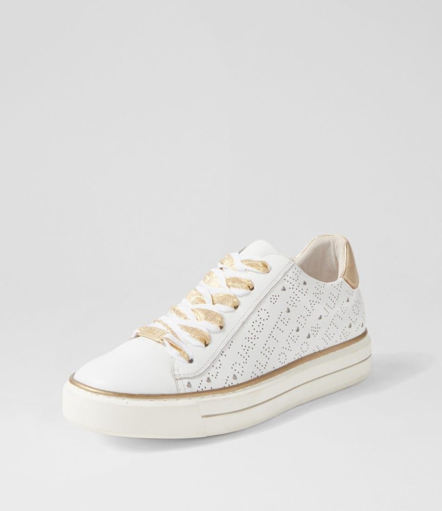 Shoes DJANGO & JULIETTE | Yoyo White Gold Leather Sneakers