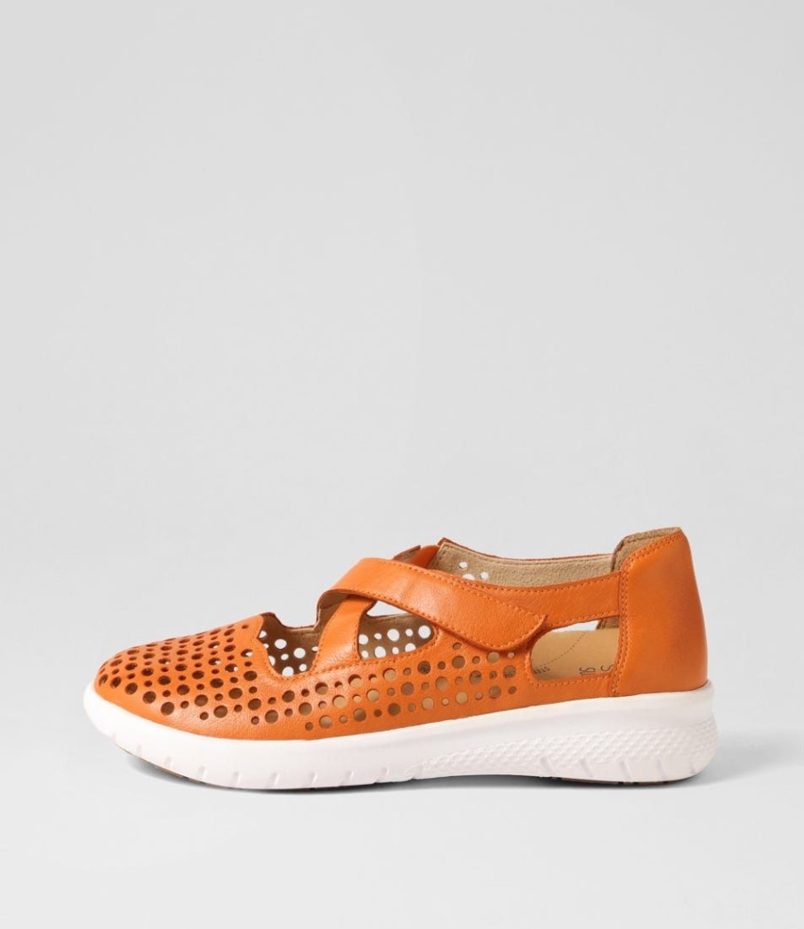 Shoes ZIERA | Sachet Xf Orange Leather Flat Shoes