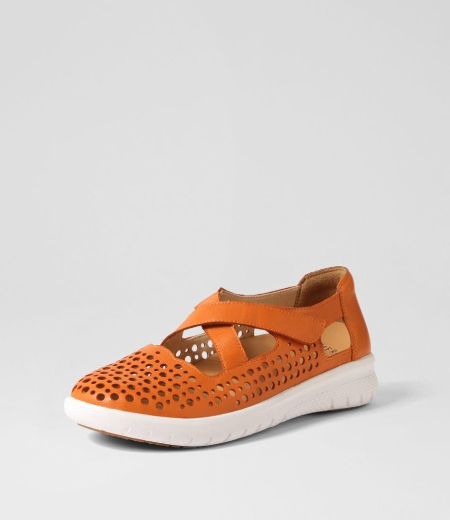 Shoes ZIERA | Sachet Xf Orange Leather Flat Shoes