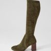 Shoes MOLLINI | Sari Olive Stretch Microsuede Knee High Boots