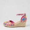 Shoes DJANGO & JULIETTE | Rylen Hot Pink Flowermania Leather Wedges