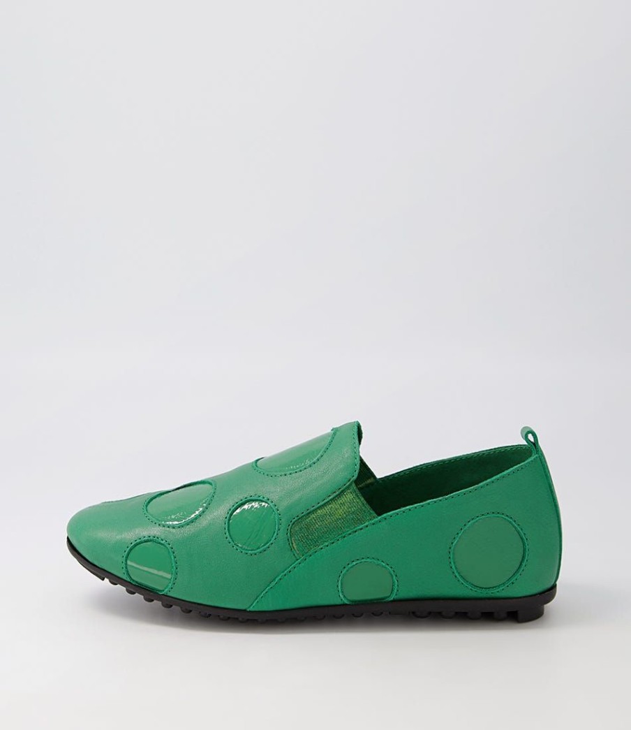 Shoes DJANGO & JULIETTE | Bubblo Dark Emerald Leather Patent Flat Shoes