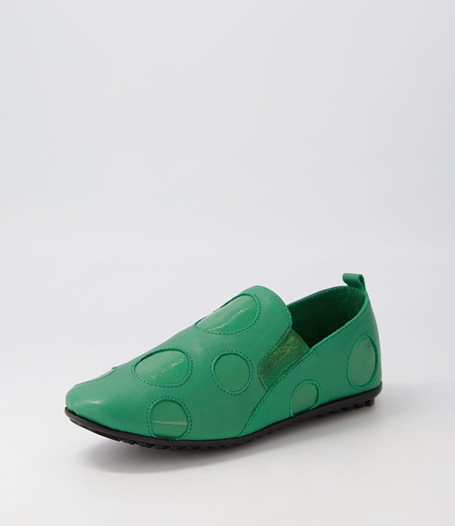 Shoes DJANGO & JULIETTE | Bubblo Dark Emerald Leather Patent Flat Shoes