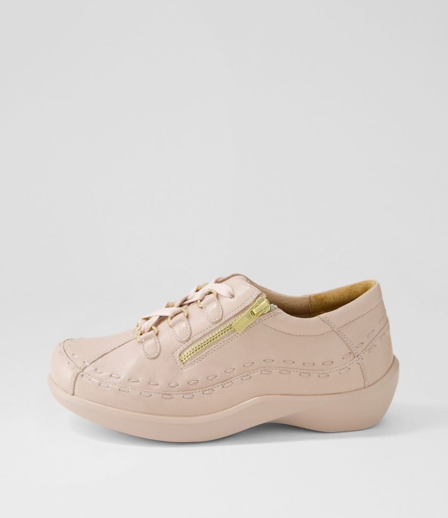 Shoes ZIERA | Amaiar Xw Rose Leather Lace Up Flats