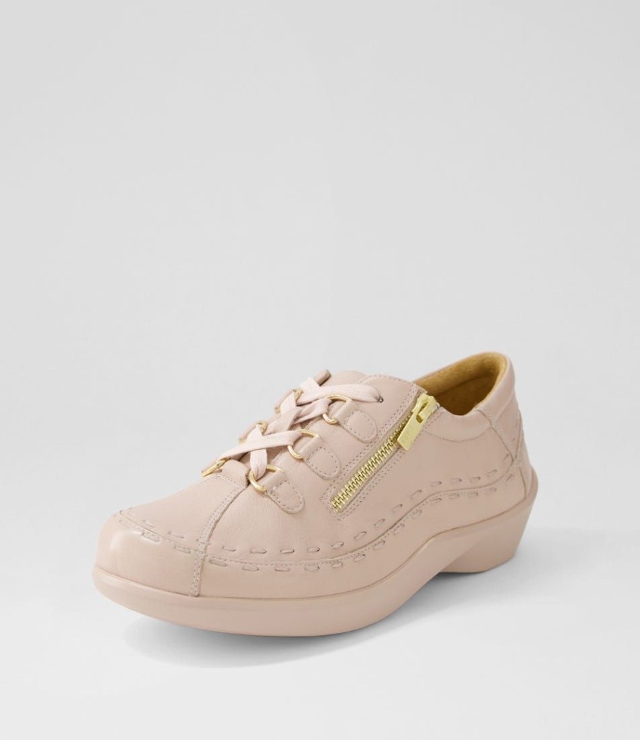 Shoes ZIERA | Amaiar Xw Rose Leather Lace Up Flats