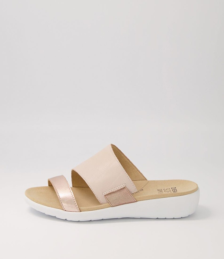 Shoes ZIERA | Uccoe W Pale Rose Gold Nude Leather Slides