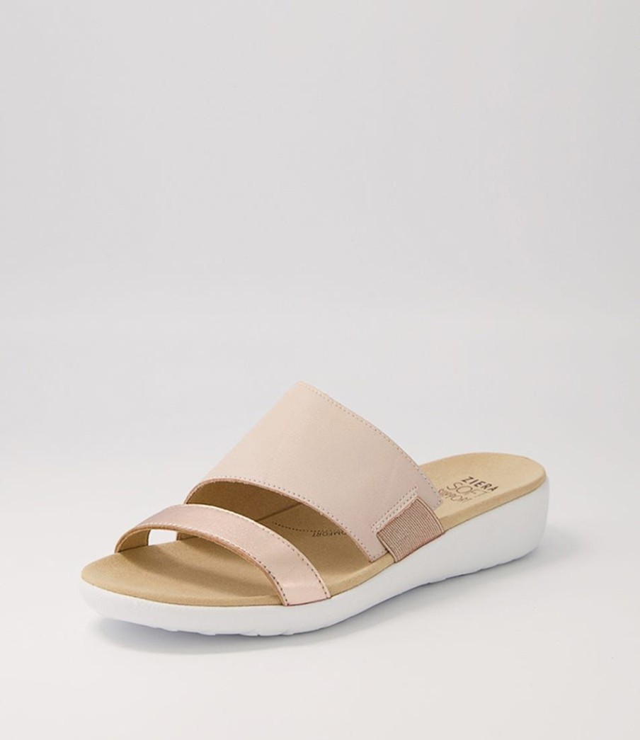 Shoes ZIERA | Uccoe W Pale Rose Gold Nude Leather Slides