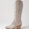 Shoes DJANGO & JULIETTE | Westyn Silver Jewel Fabric Knee High Boots