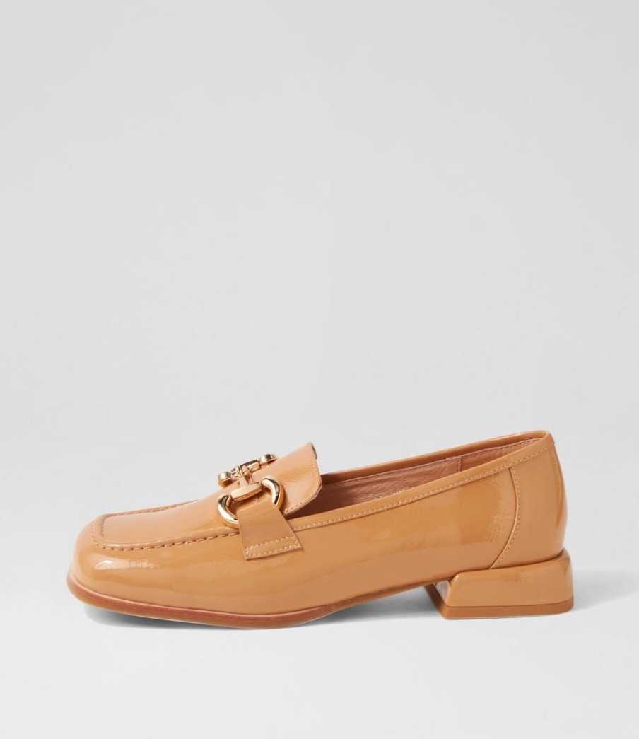 Shoes MOLLINI | Clozer Camel Crinkle Patent Flat Shoes