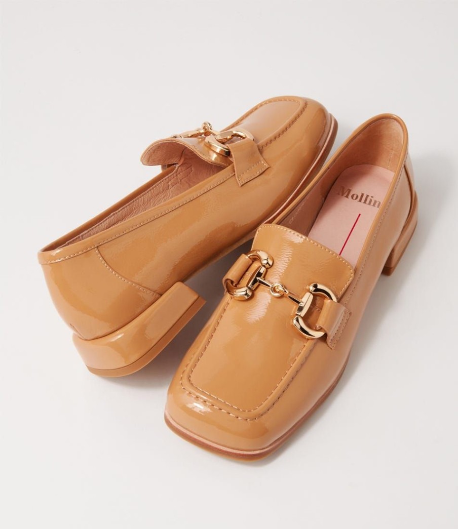 Shoes MOLLINI | Clozer Camel Crinkle Patent Flat Shoes