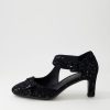 Shoes DJANGO & JULIETTE | Tunis Black Sparkle Suede Mary Jane Heels