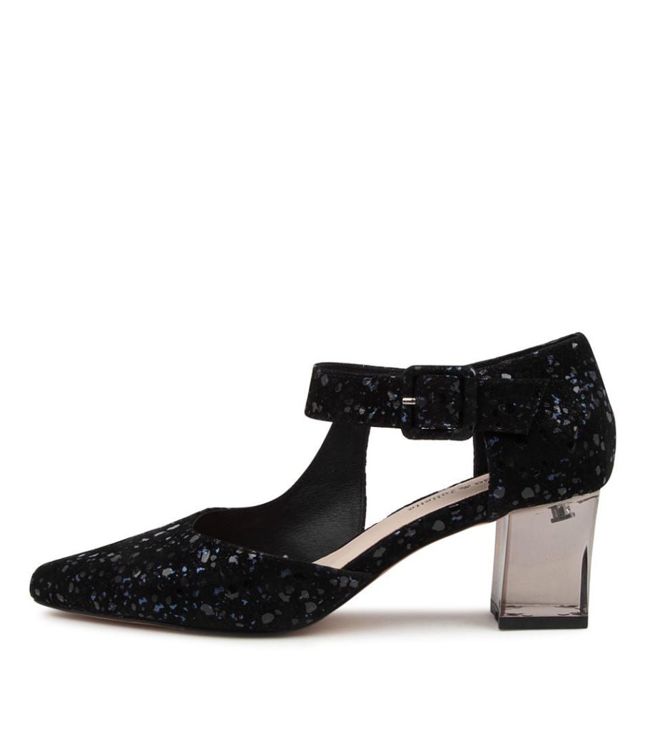 Shoes DJANGO & JULIETTE | Happie Black Sparkle Suede Heeled Shoes