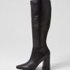 Shoes MOLLINI | Fire Black Leather Knee High Boots