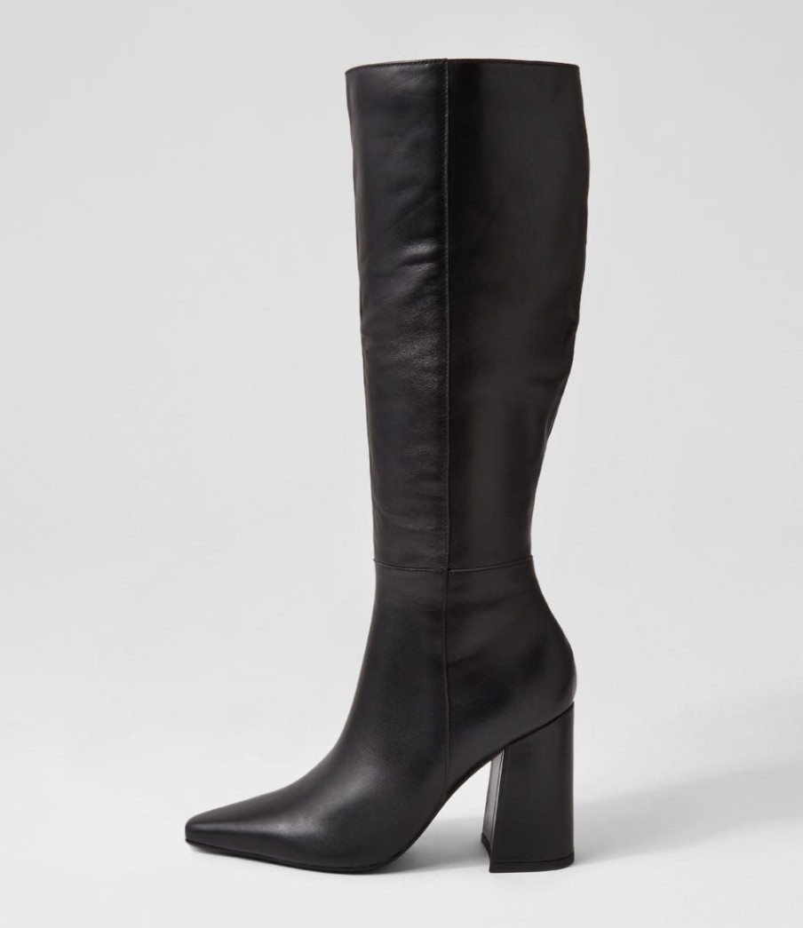 Shoes MOLLINI | Fire Black Leather Knee High Boots