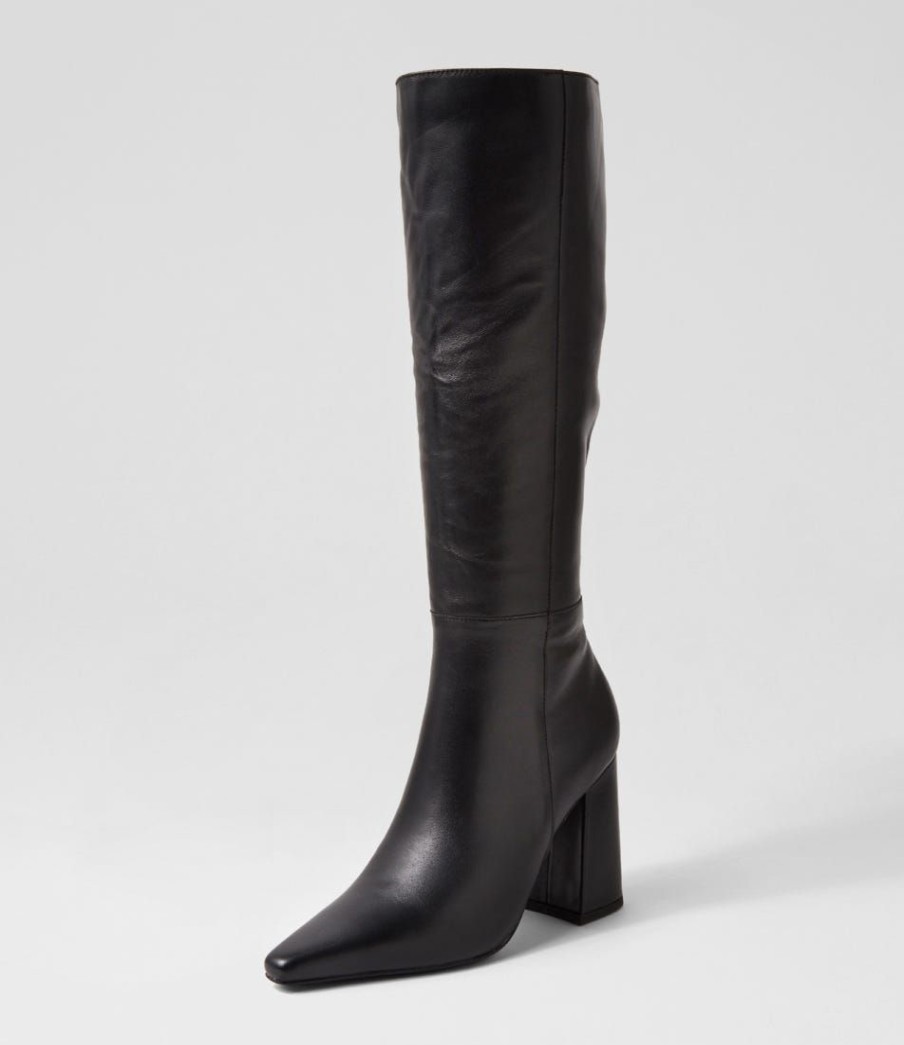 Shoes MOLLINI | Fire Black Leather Knee High Boots