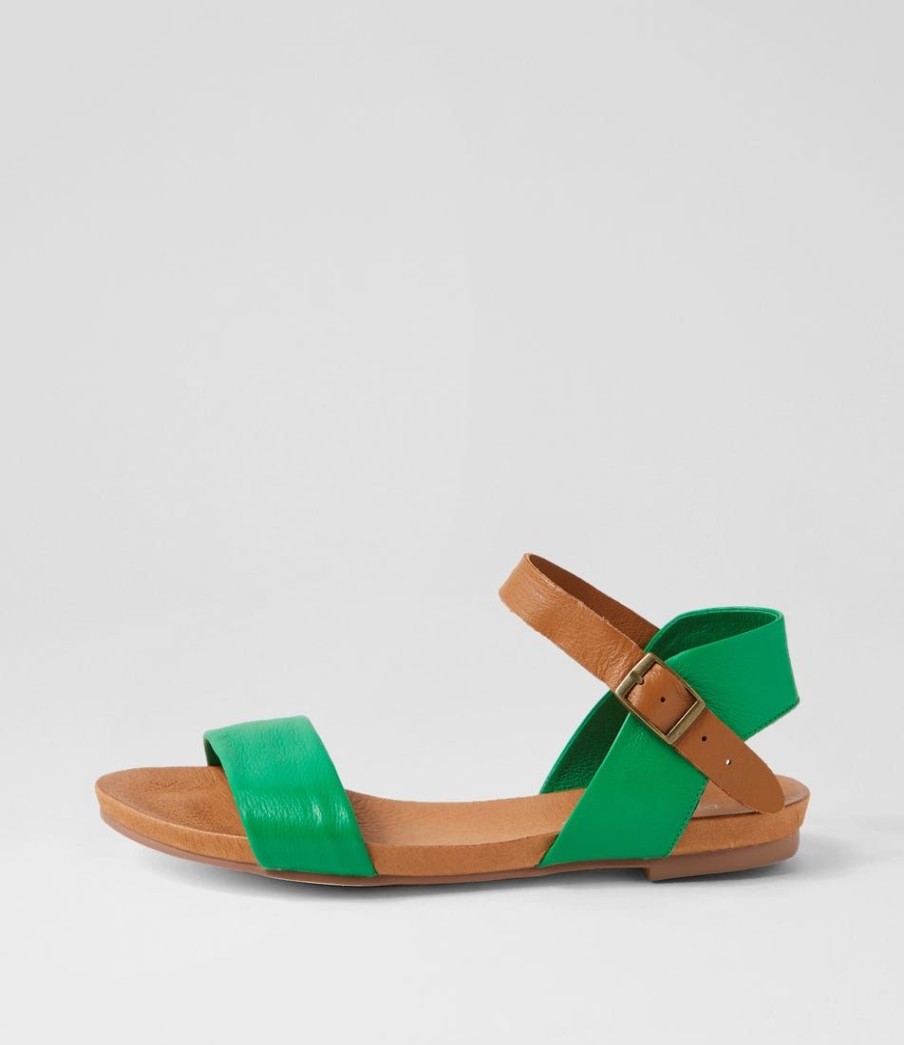 Shoes DJANGO & JULIETTE | Jinnit Bright Emerald Tan Leather Sandals