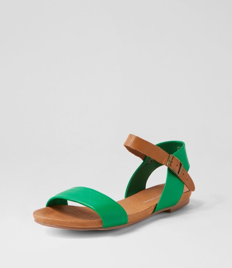 Shoes DJANGO & JULIETTE | Jinnit Bright Emerald Tan Leather Sandals