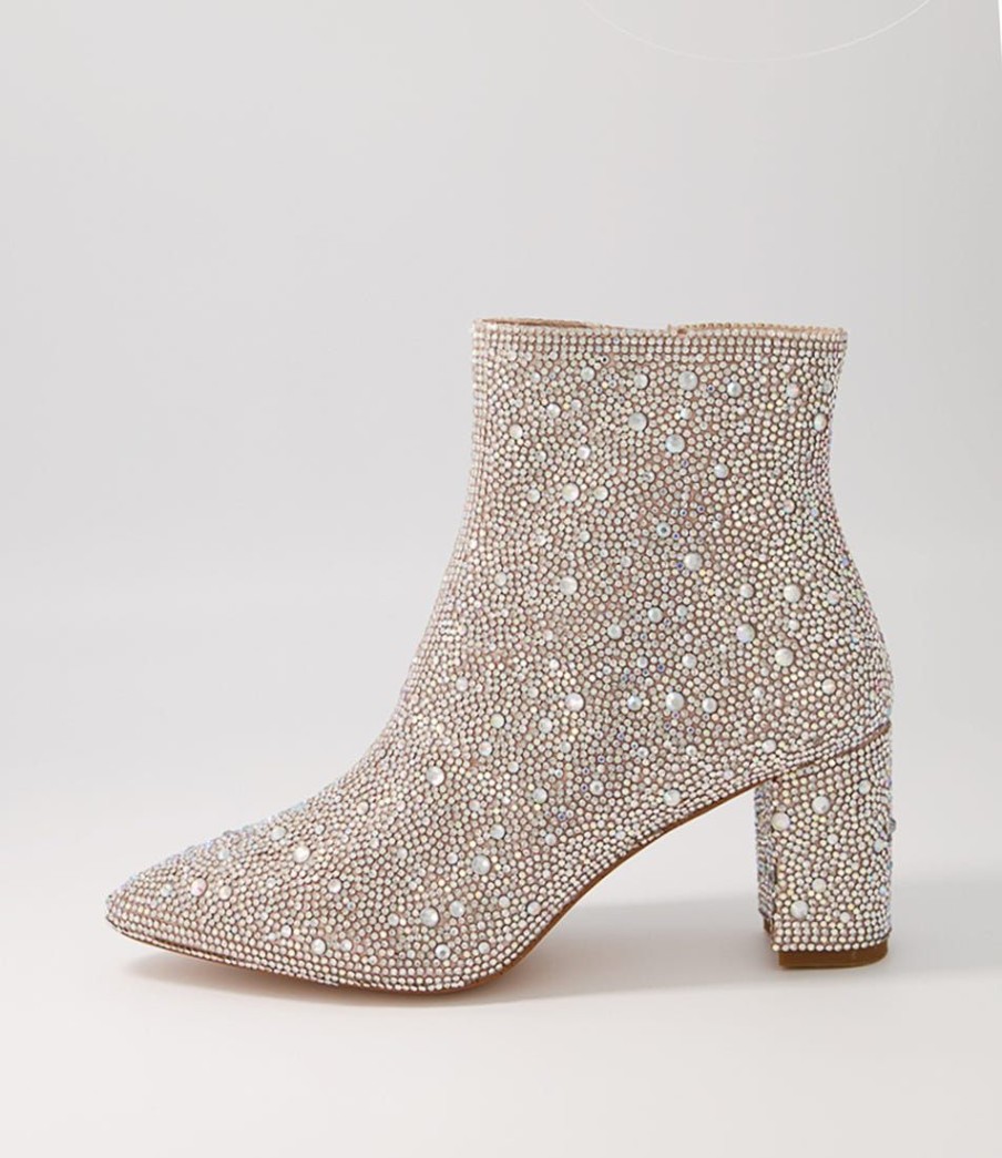 Shoes DJANGO & JULIETTE | Glister Silver Jewel Fabric Ankle Boots