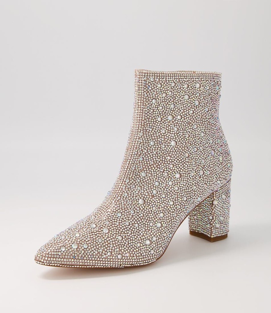 Shoes DJANGO & JULIETTE | Glister Silver Jewel Fabric Ankle Boots