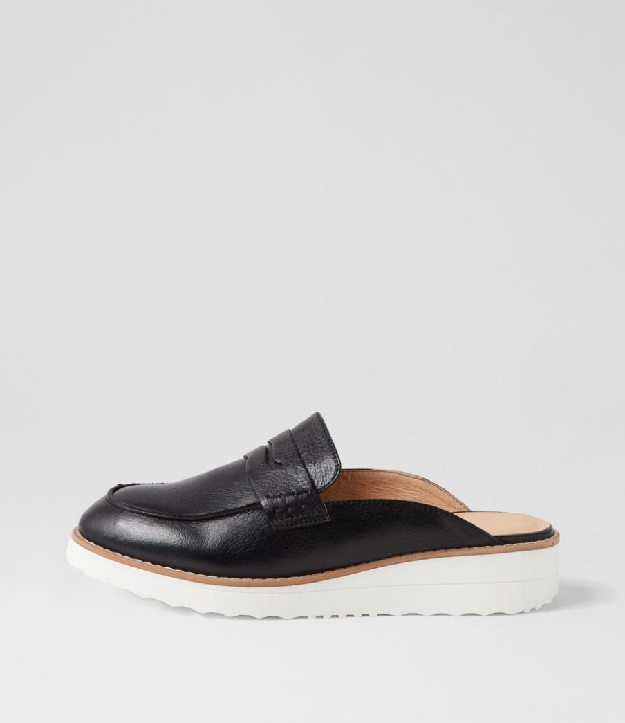 Shoes TOP END | Olmm Black White Leather Mules